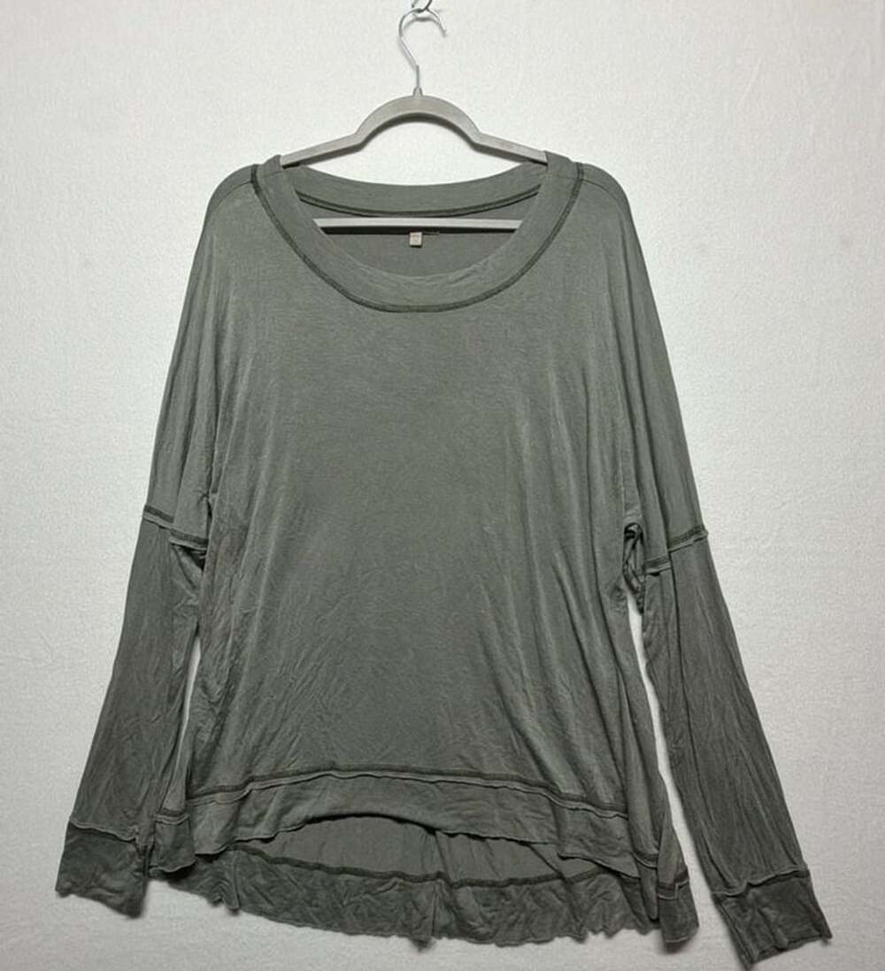 0121 Wonderly Long Sleeve Top Size XL Green Oversized Thermal Shirt